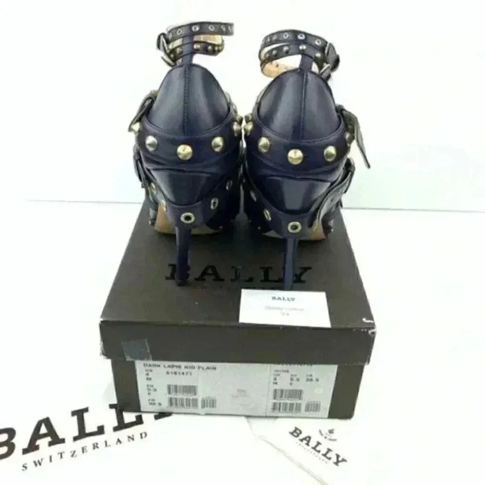 Bally Helyette 38.5 8 dark lapis Italian leather